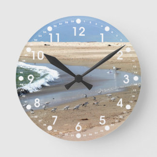Beach Birds Round Clock