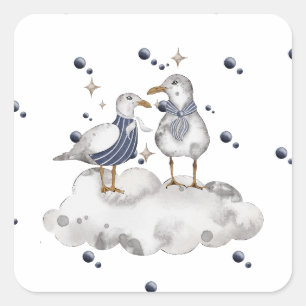 Beach Birds Square Sticker