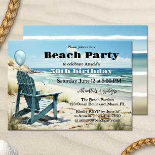 Beach Birthday Adult Summer Cocktail Party Invitation