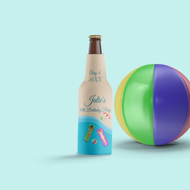 Beach Birthday Bottle Cooler (Creator Uploaded)