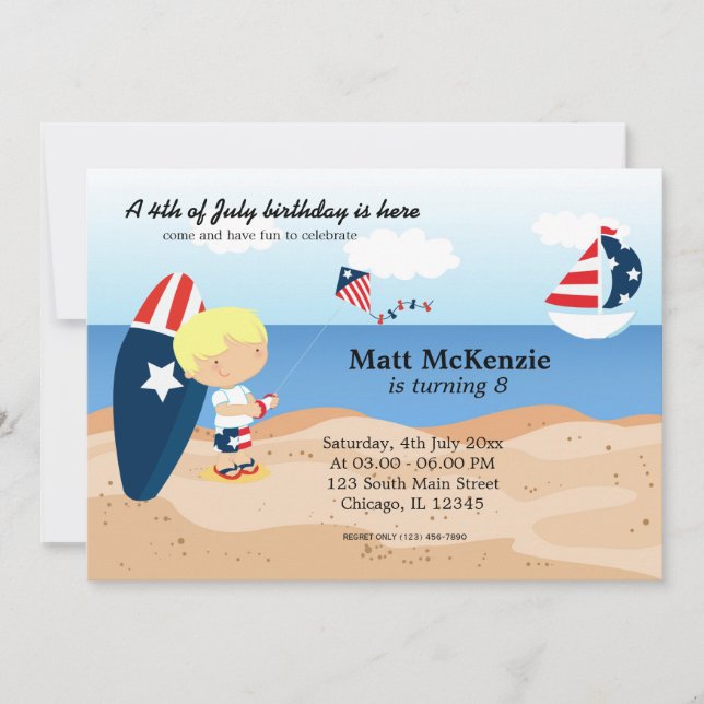 Beach Birthday Independence day party Invitation (Front)
