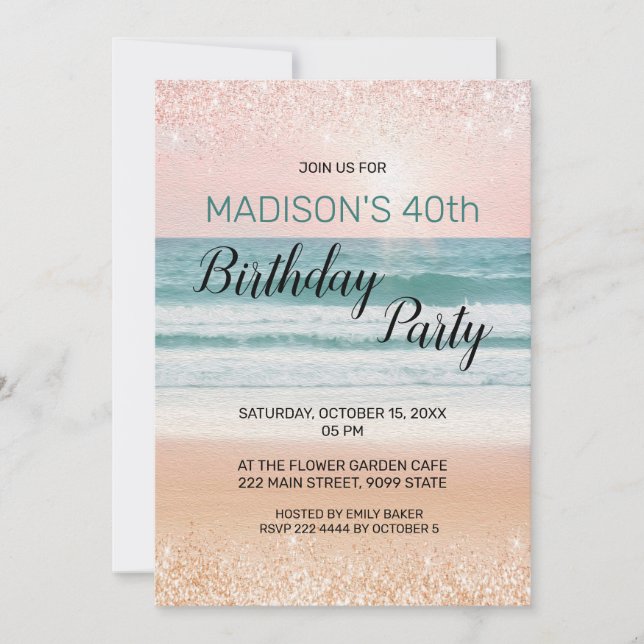Beach Birthday Invitation (Front)