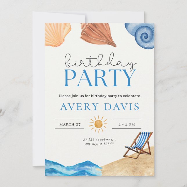Beach Birthday Party Invitation (Front)