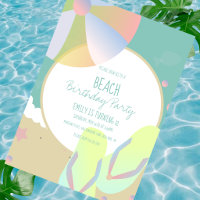 Beach Birthday Party Sand Beach Ball Invitation