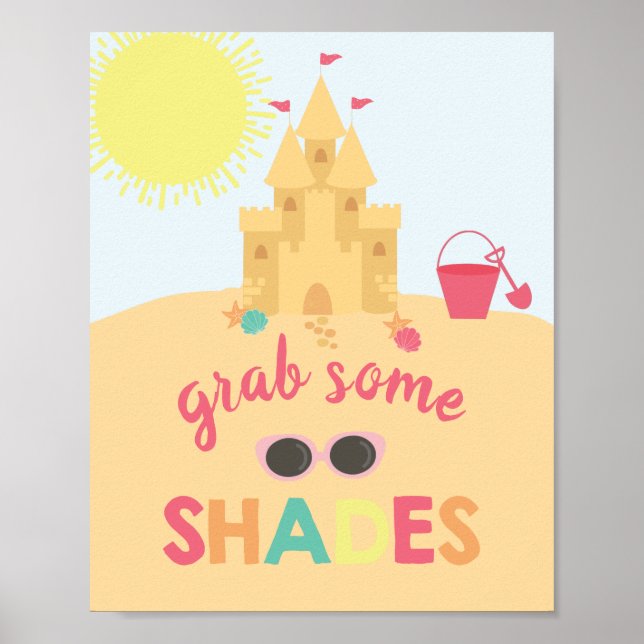 Beach birthday sun glasses favour Sign (Front)