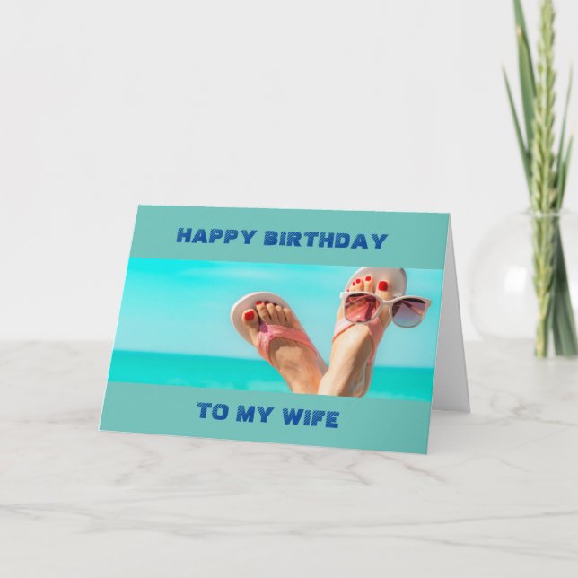 ***BEACH BIRTHDAY WISHES** "WIFE** CARD (Front)