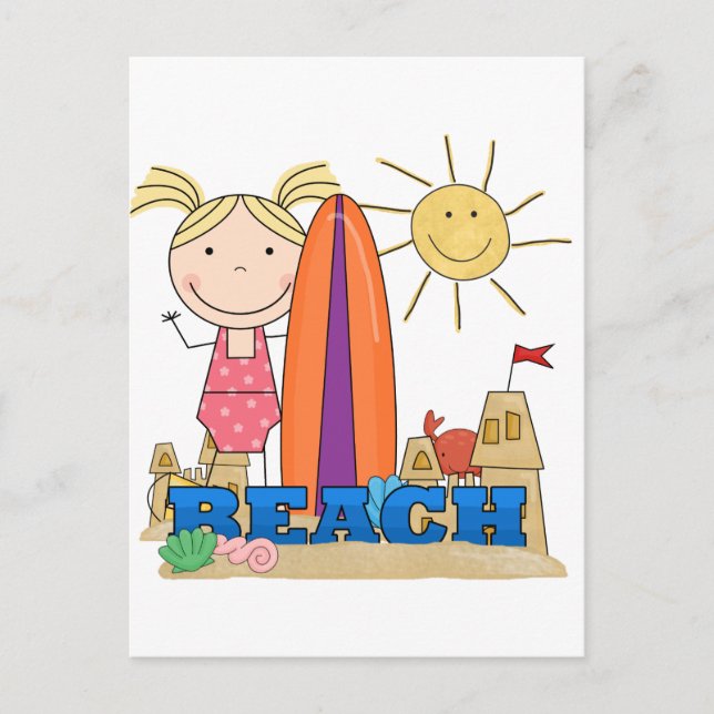 BEACH - Blonde Girl Tshirts and Gifts Postcard (Front)