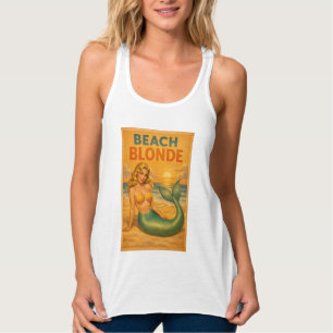 Beach Blonde Pin-Up Mermaid - Retro Coastal Life Singlet