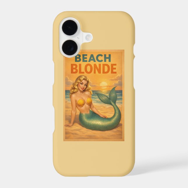 Beach Blonde Pin-Up Mermaid - Retro Coastal Phone (Back)