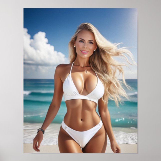 Beach Blonde Pin Up Poster (Front)