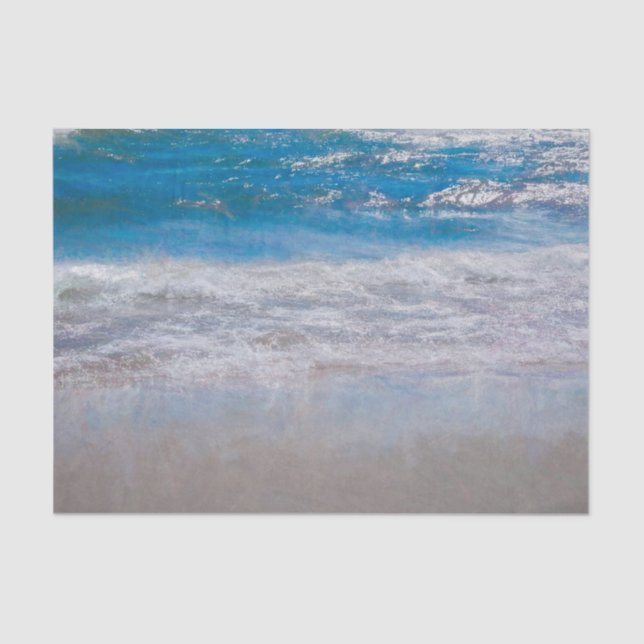 Beach Blue Coastal Ocean Waves Tropical Art Tissue Paper (Front)