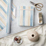 Beach Blue Cream Stripes Birthday Wrapping Paper<br><div class="desc">Beach Blue Cream Stripes Birthday Bridal Shower Wedding</div>