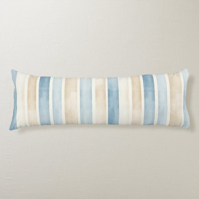 Beach Blue Cream Stripes Body Cushion (Front)