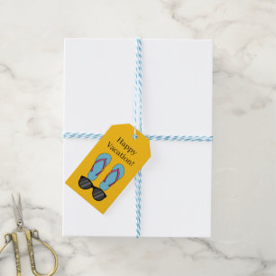 Beach Blue Flip Flops and Black Sunglasses Gift Tags
