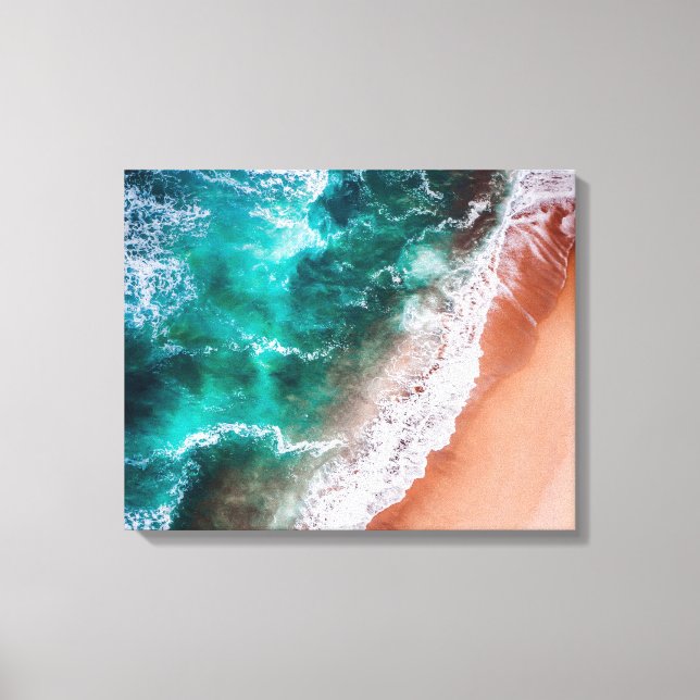 Beach Blue ocean wave coastal Canvas Print (Front)