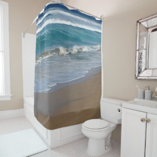 Beach Blue Ocean Waves Shower Curtain