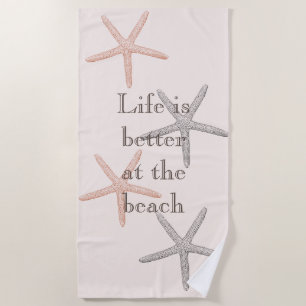 Beach Blue Peach Starfish  Towel