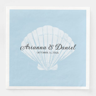 Beach Blue Seashell Wedding Napkins