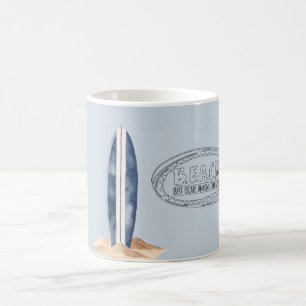 Beach Blue Surf Board Coffee Mug