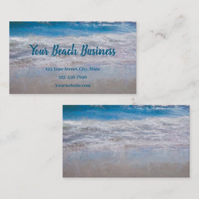 Beach Blue Tropical Ocean Waves Coastal Art Business Card (Front/Back)