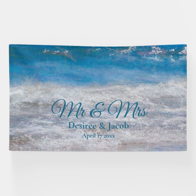 Beach Blue Tropical Ocean Wedding Banner (Horizontal)