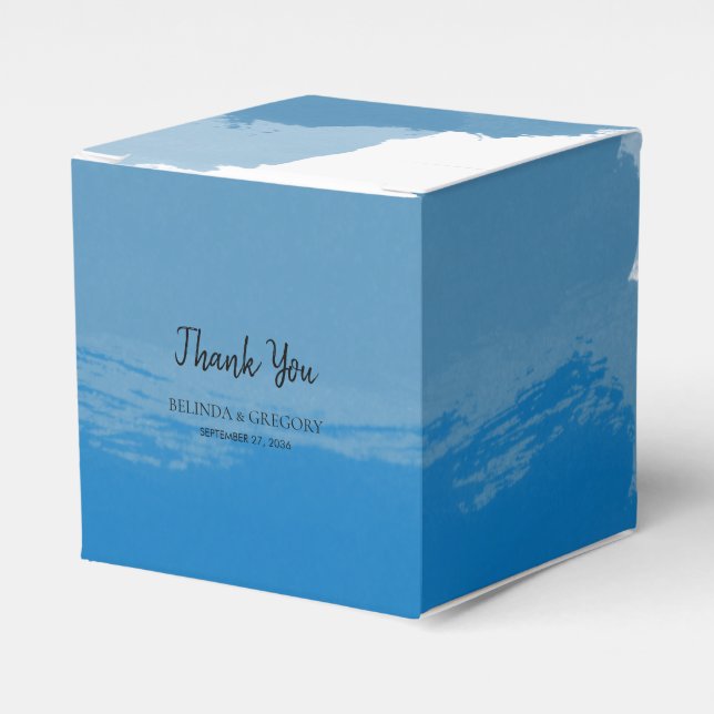 Beach Blue Watercolor Wedding  Favour Box (Front Side)