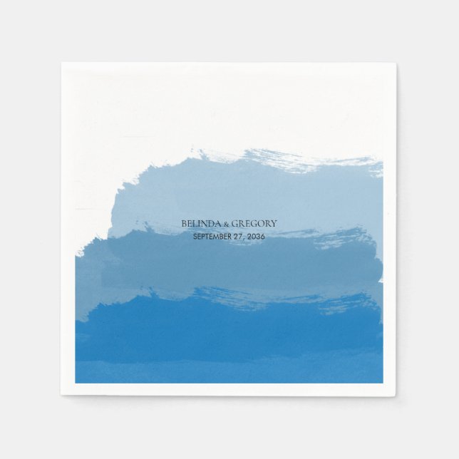 Beach Blue Watercolor Wedding   Napkin (Front)
