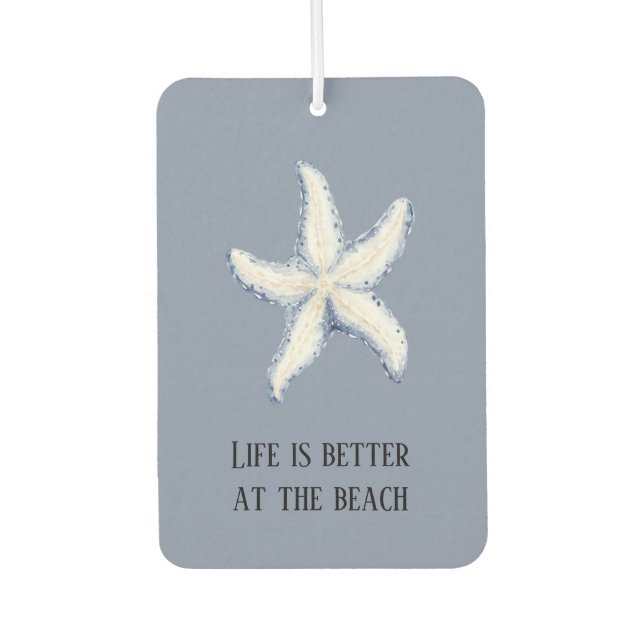 Beach Blue White Starfish Quote Car Air Freshener (Front)