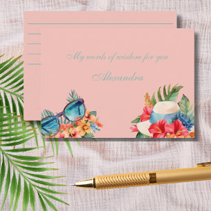 Beach Blush Pink Flowers Tropical Bridal Shower Enclosure Card