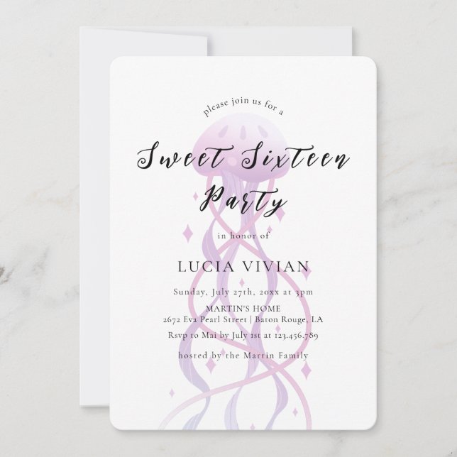 Beach Blush Pink Sweet Sixteen Party Invitation (Front)