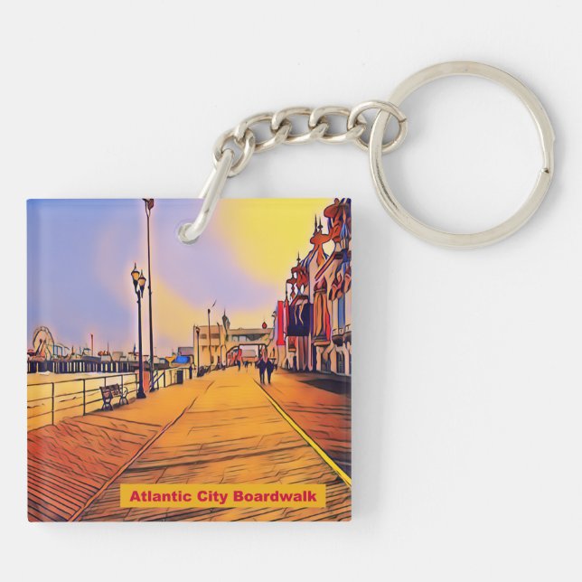 Beach Boardwalk Pop Art Key Ring (Back)