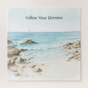 Beach Boat Ocean View  Jigsaw Puzzle