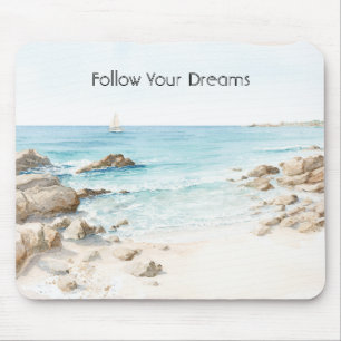 Beach Boat Ocean View Mouse Pad