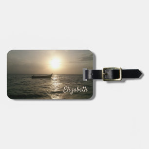 Beach,Boat,Sunset -Personalised Luggage Tag