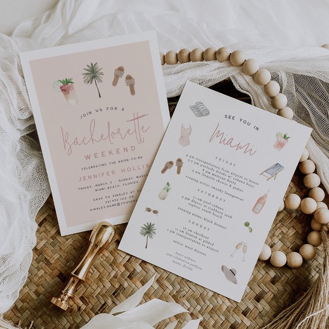 Beach Boho Bachelorette Weekend Itinerary & Invitation (Creator Uploaded)