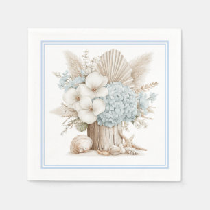 Beach Boho Blue Hydrangea Paper Napkins