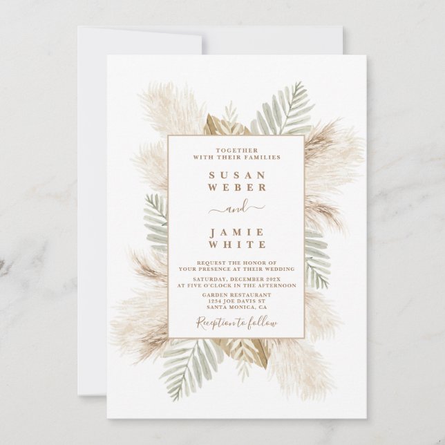 Beach Boho wedding Invitation (Front)
