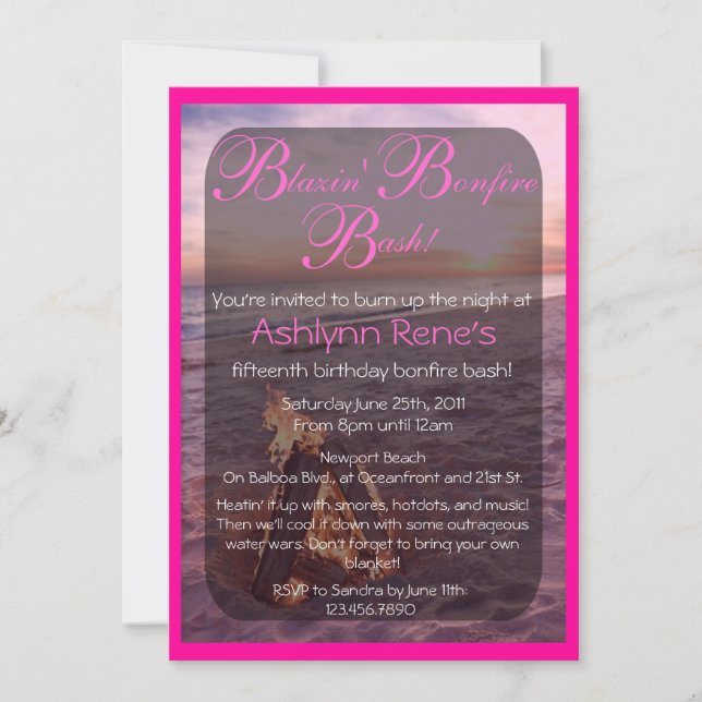Beach Bonfire Invitation (Front)