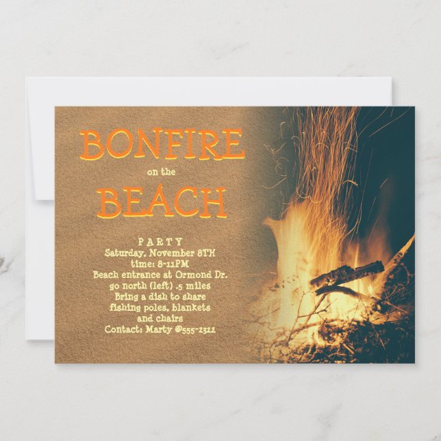 Beach Bonfire Party Celebration Invitation (Front)