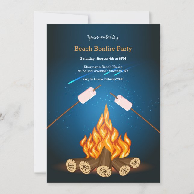 Beach Bonfire Party Invitation (Front)
