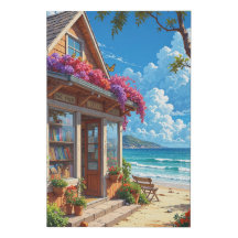 Beach Bookstore Summer Reading Nook illustration
