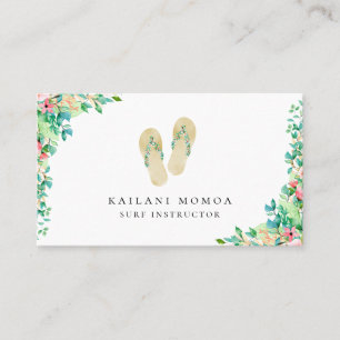 Beach Botanical Flip Flops Business Card