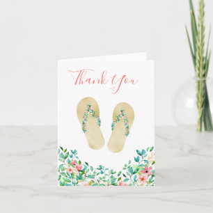 Beach Botanical Flip Flops Thank You Card