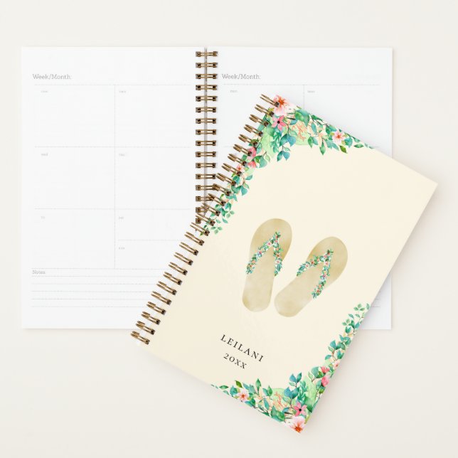 Beach Botanical Floral Flip Flops Planner (Display)