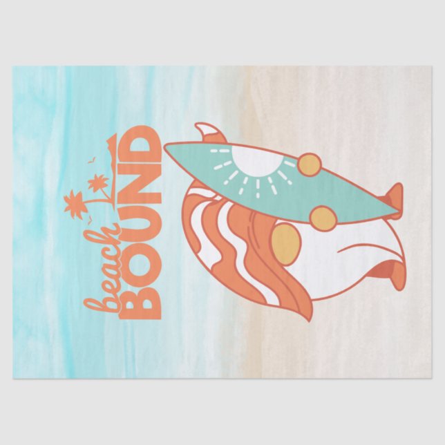 Beach Bound Gnome Decoupage Tissue Paper (Front)