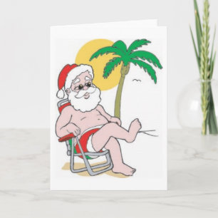 Beach Bound Santa Holiday Card