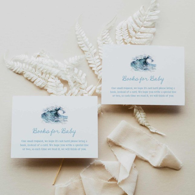 Beach Boy Baby Shower Books for Baby Enclosure Card (Beach Seaside Baby Shower Books for Baby Cards)