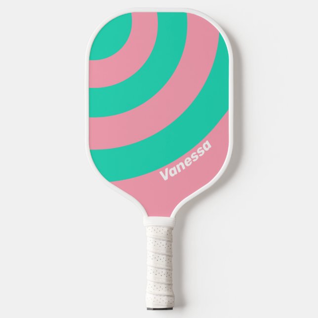 Beach Breeze Nostalgic Circle Stripe with Name Pickleball Paddle (Front)