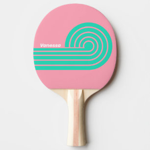 Beach Breeze Nostalgic Curl Stripes with Name Ping Pong Paddle