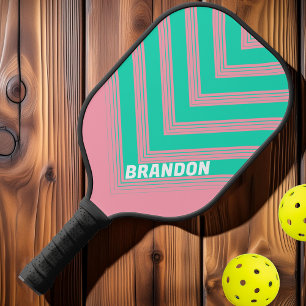 Beach Breeze Nostalgic Vintage Chevron Fade Name Pickleball Paddle